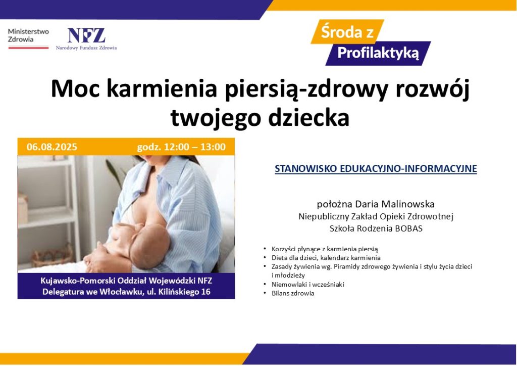 06.08.2025r. godz. 12.00 Spotkanie edukacyjne nt. Moc karmienia piersią – zdrowy rozwój twojego dziecka