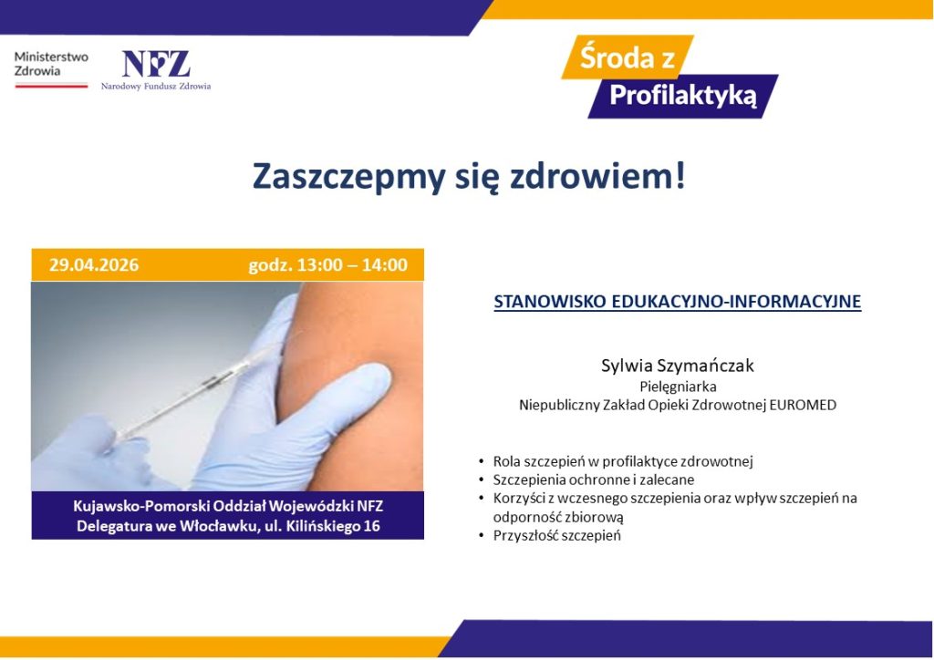 Spotkanie edukacyjne w dniu 29.04.2026 godz. 13.00 nt. Zaszczepmy się zdrowiem!